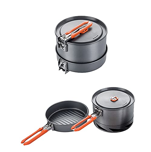 Camping Cookware Set with Heat Exchanger Pot & Kettle