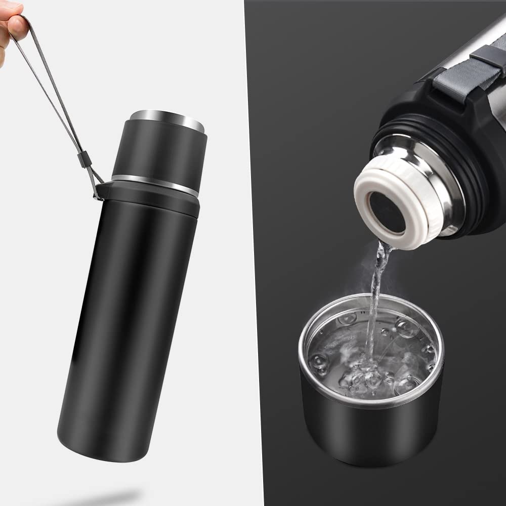 Stainless Steel Insulated Vacuum Flask with Carry Rope