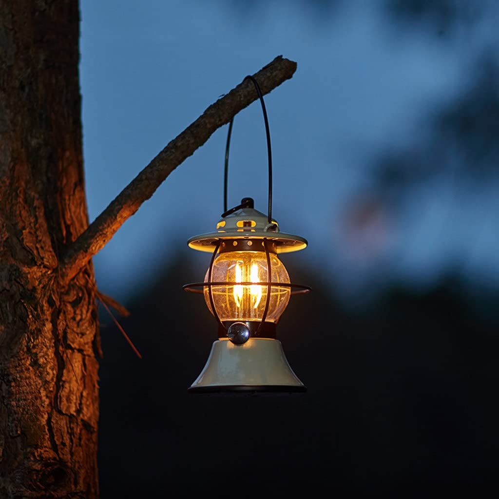 Rechargeable Retro LED Camping Lantern with Adjustable Modes
