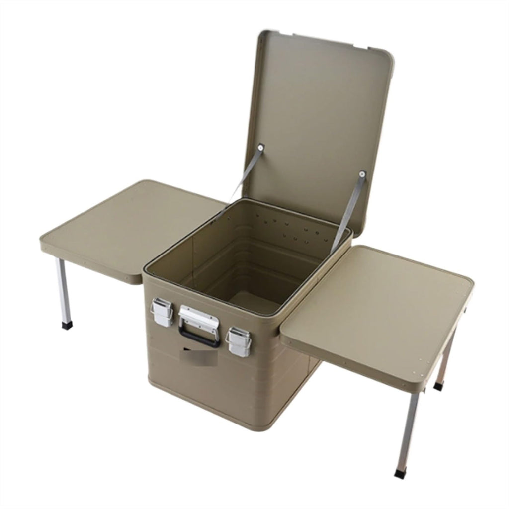 Waterproof Metal Camping Storage Box with Expandable Tabletop