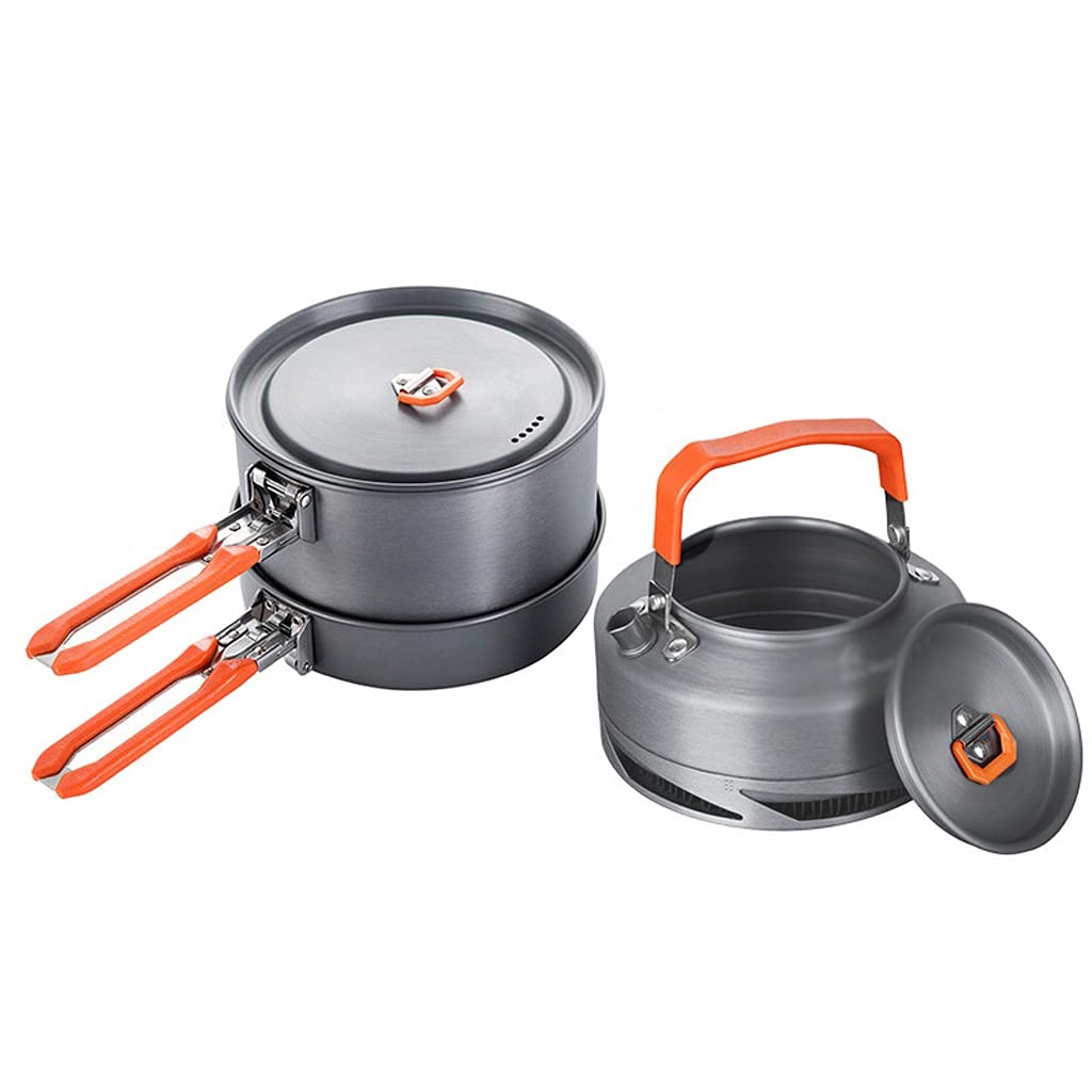 Camping Cookware Set with Heat Exchanger Pot & Kettle