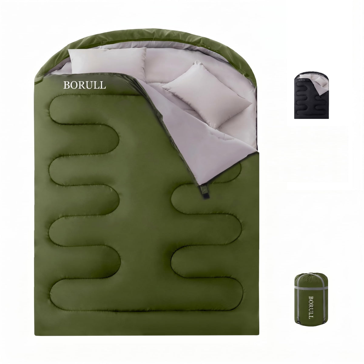 Queen Size Double Camping Sleeping Bag with 2 Pillows