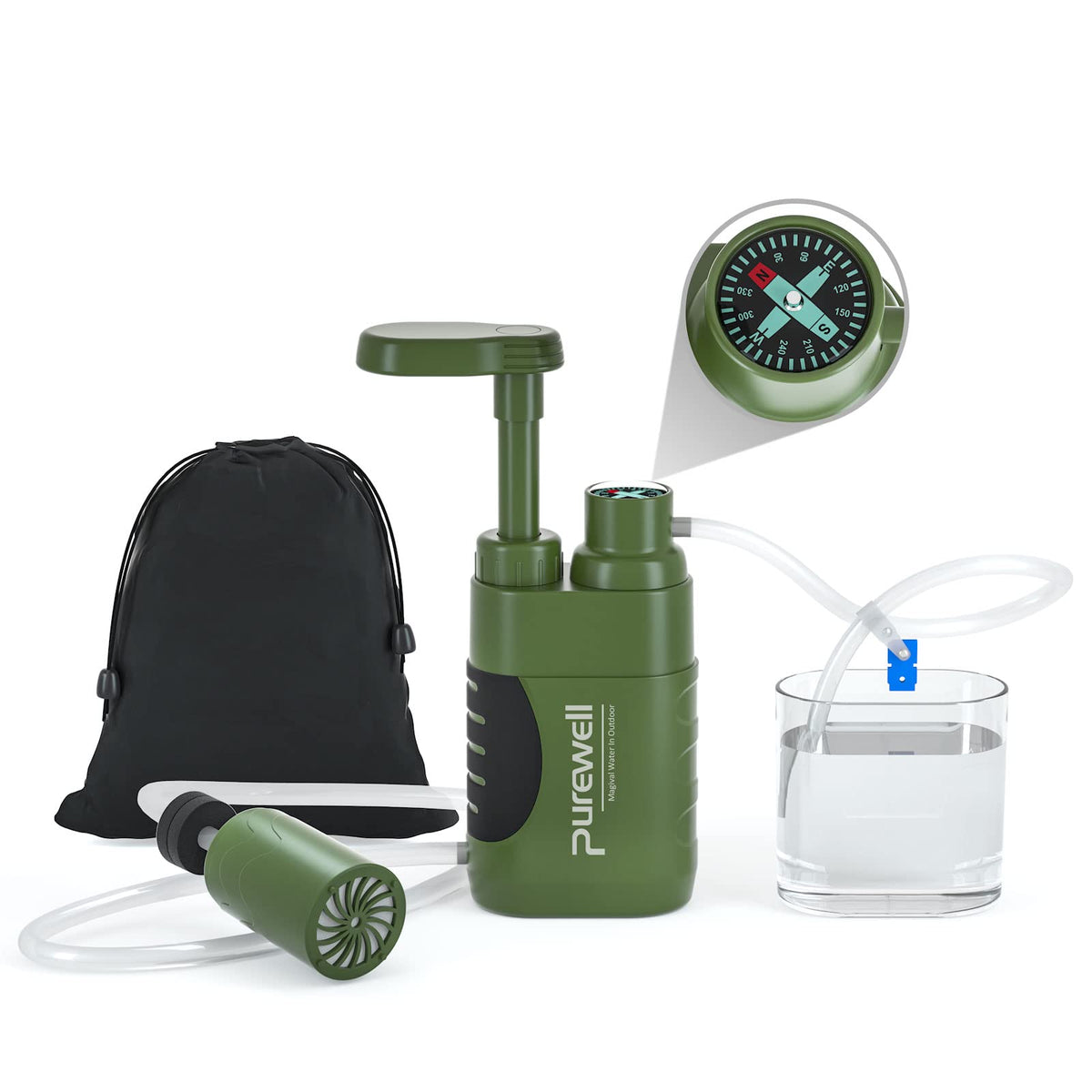 4-Stage Portable Water Filter Pump for Camping & Survival