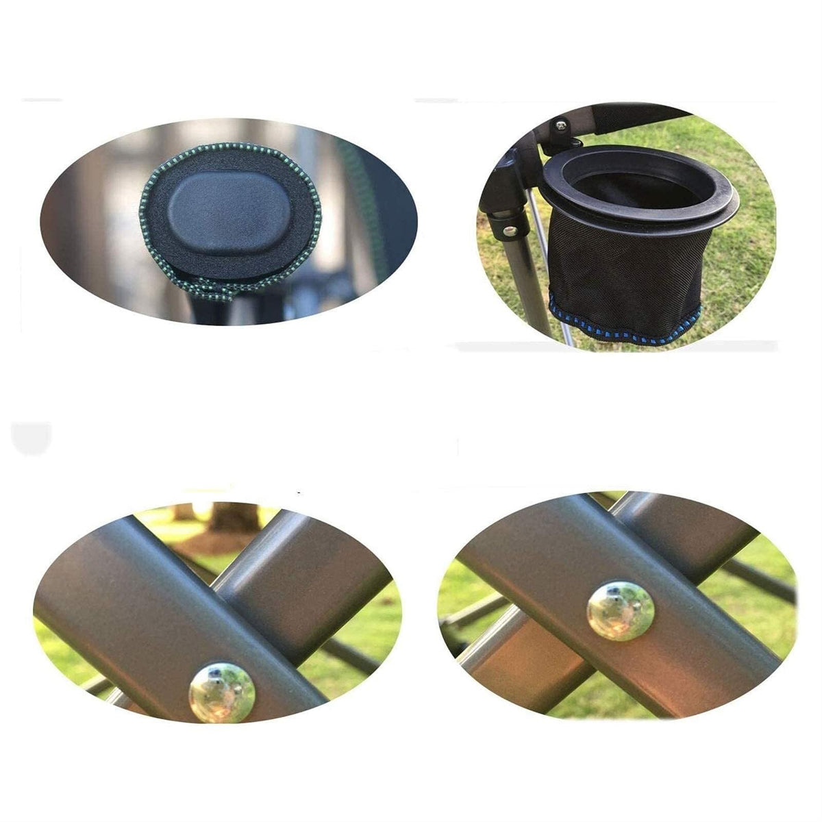 Adjustable Folding Recliner Camping Chair with Cup Holder