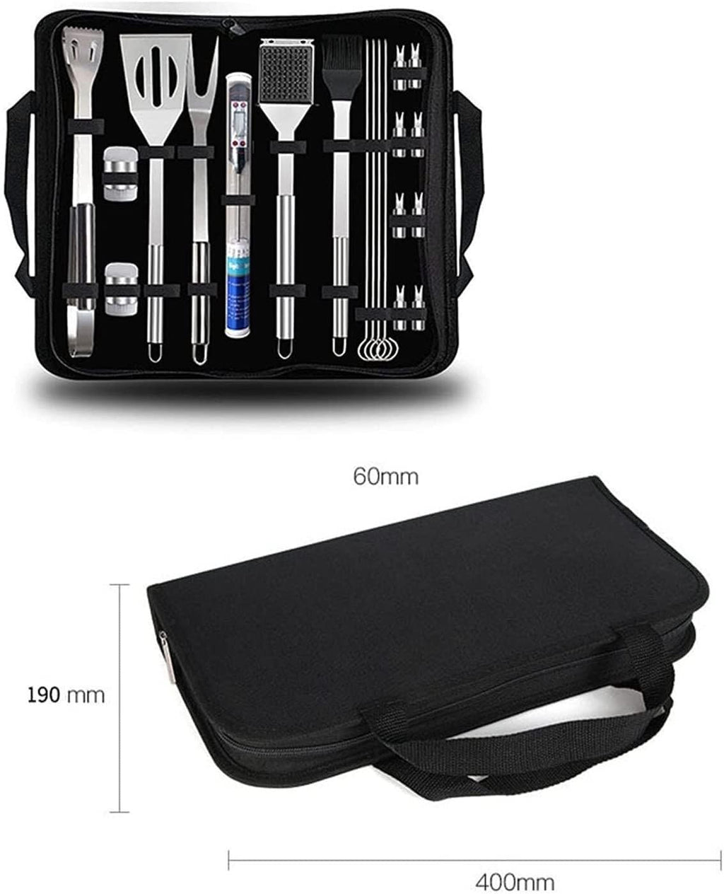 20-Piece Stainless Steel BBQ Grill Tool Set with Carry Bag