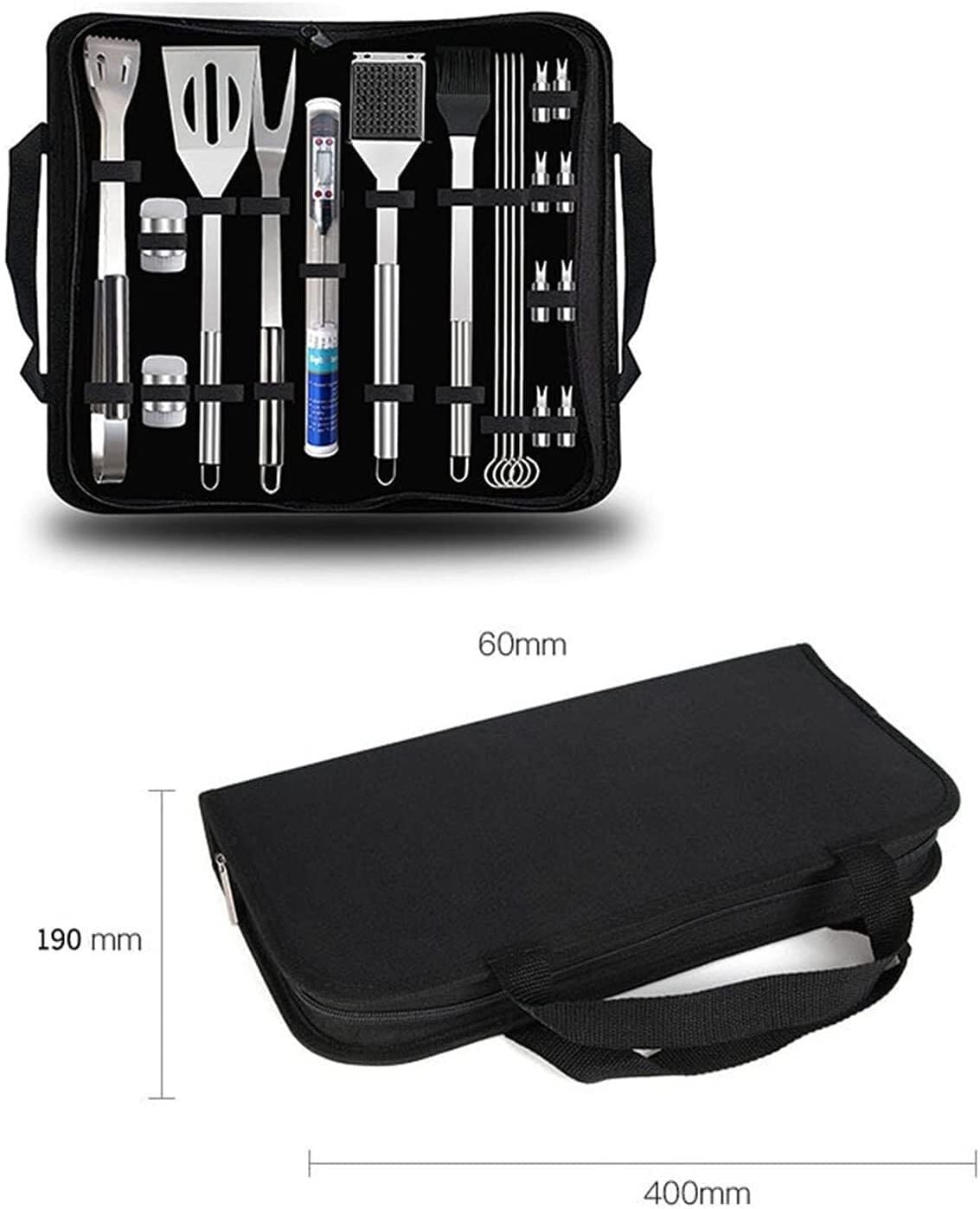 20-Piece Stainless Steel BBQ Grill Tool Set with Carry Bag