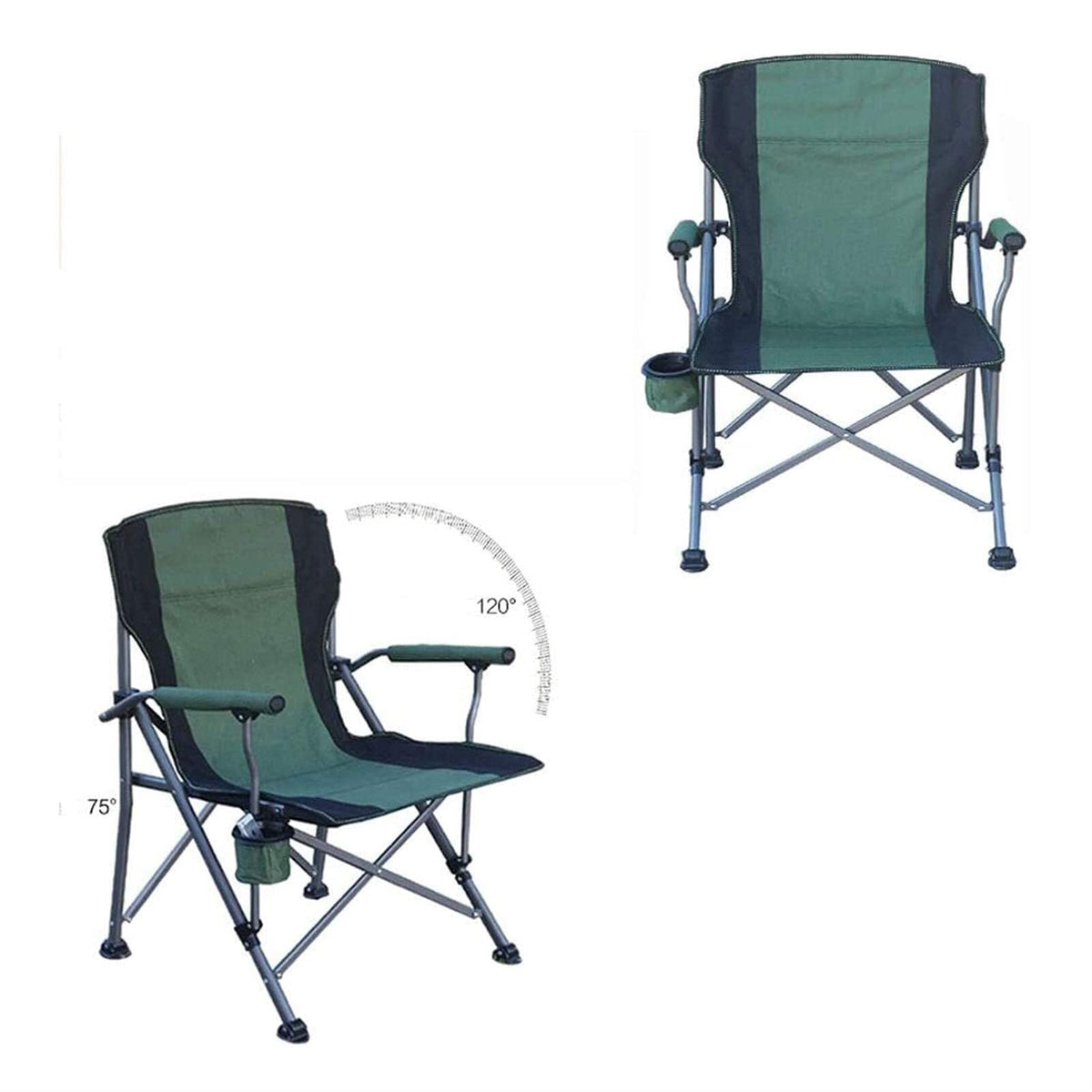 Adjustable Folding Recliner Camping Chair with Cup Holder