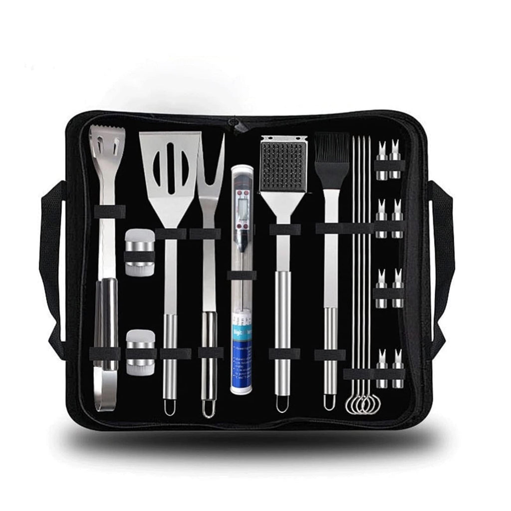 20-Piece Stainless Steel BBQ Grill Tool Set with Carry Bag