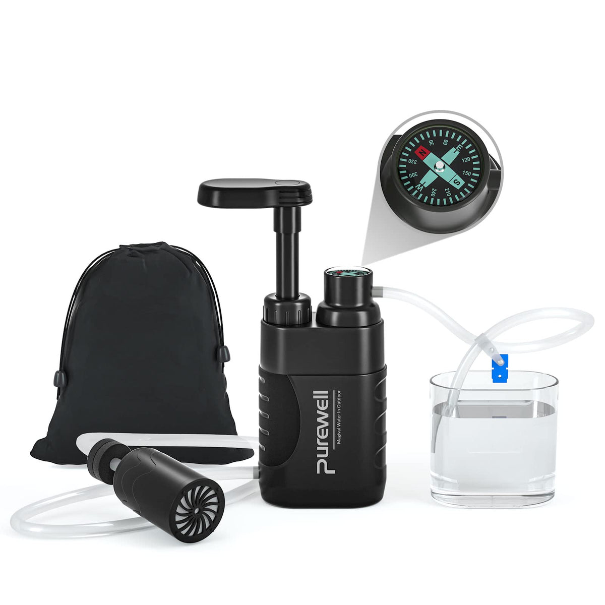 4-Stage Portable Water Filter Pump for Camping & Survival