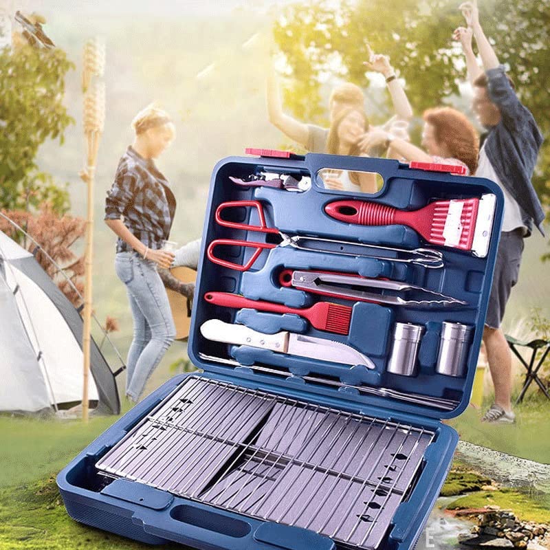 Heavy-Duty Stainless Steel BBQ Grill Tool Set with Storage Case