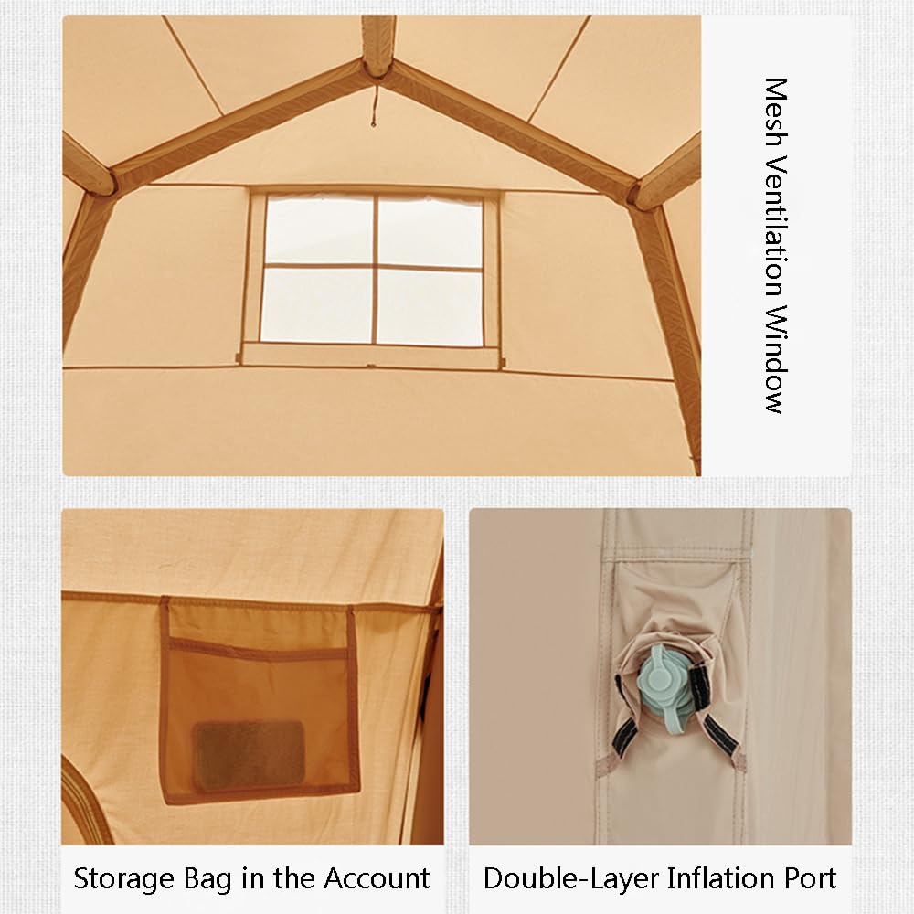 Large Inflatable Cotton Camping Tent with Extended Lobby