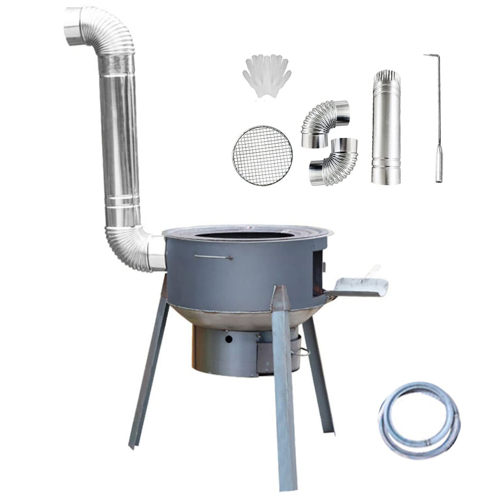 Portable Wood-Burning Tent Stove with Chimney Pipe