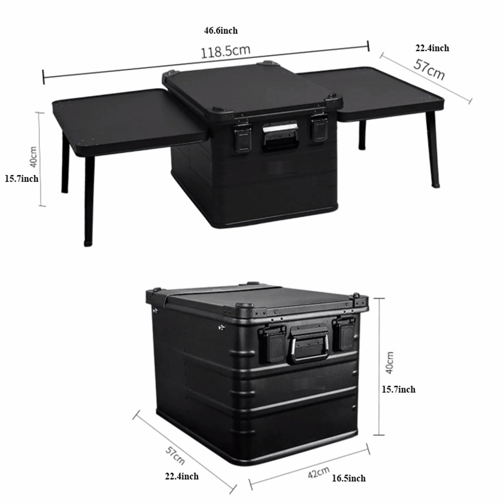 Waterproof Metal Camping Storage Box with Expandable Tabletop