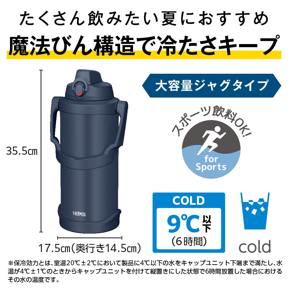 Thermos FJQ-3001 NVY Vacuum Insulated Sports Jug, 3 L, Navy
