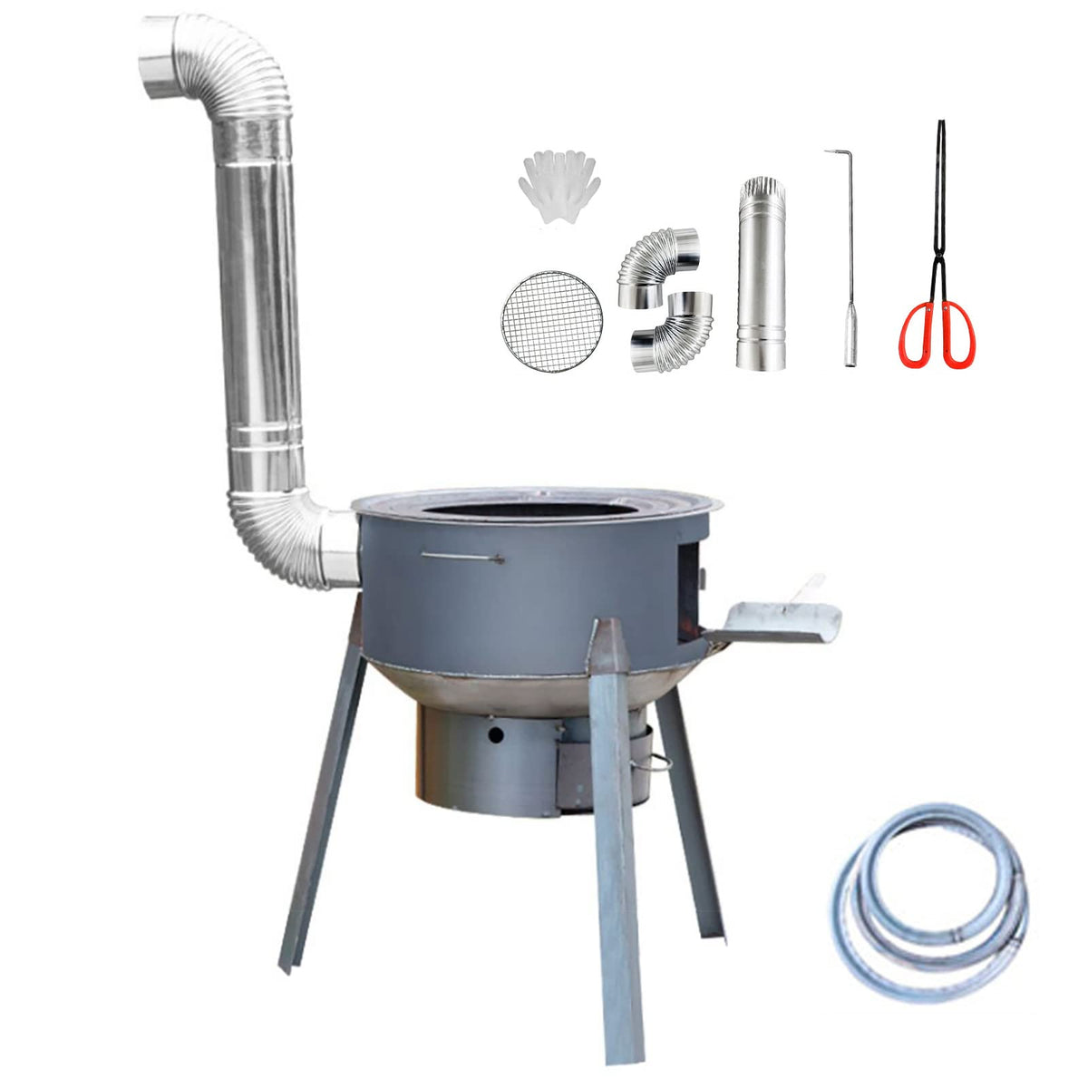 Portable Wood-Burning Tent Stove with Chimney Pipe