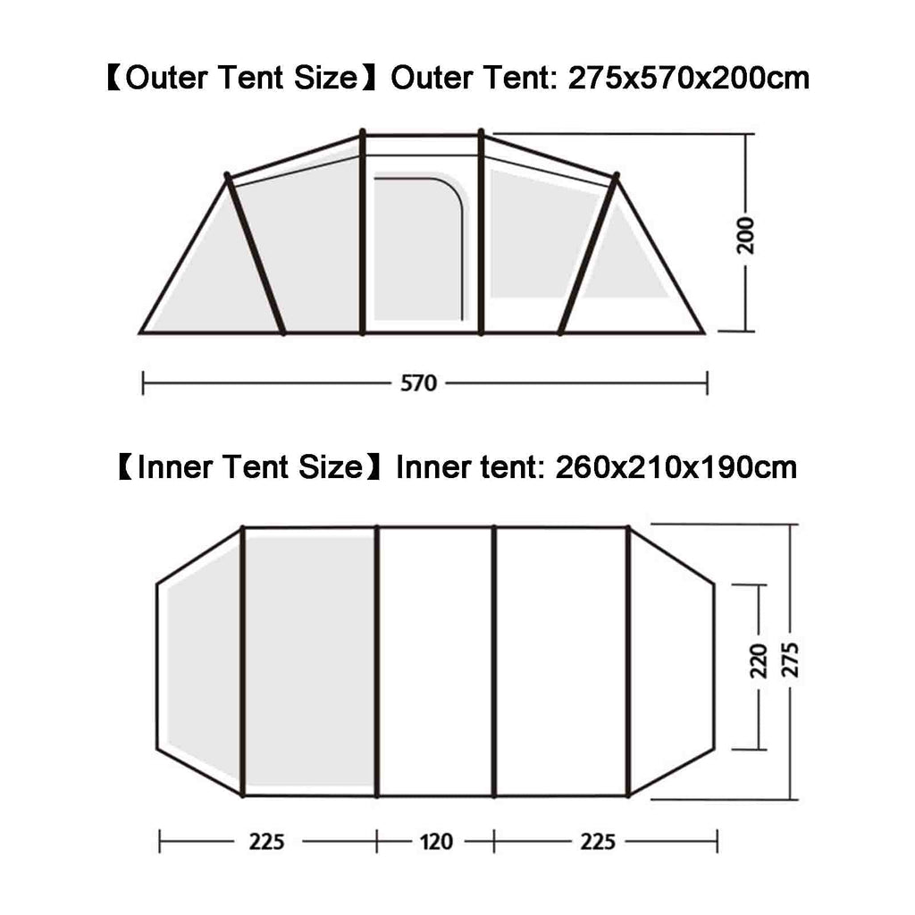 5–8 Person Family Tunnel Camping Tent