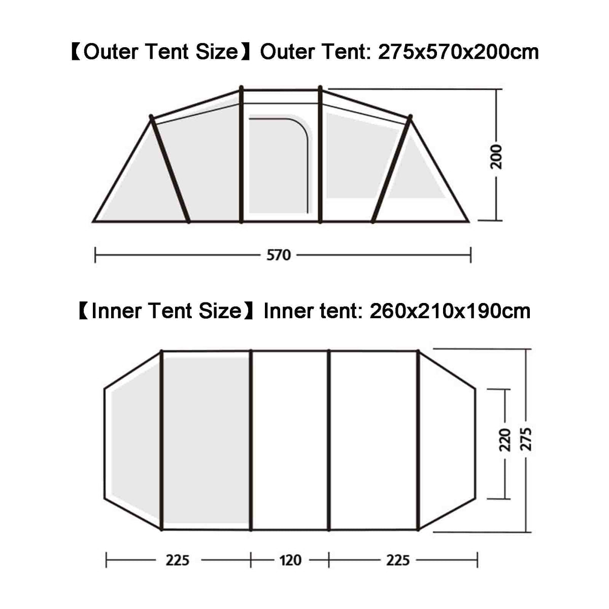 5–8 Person Family Tunnel Camping Tent