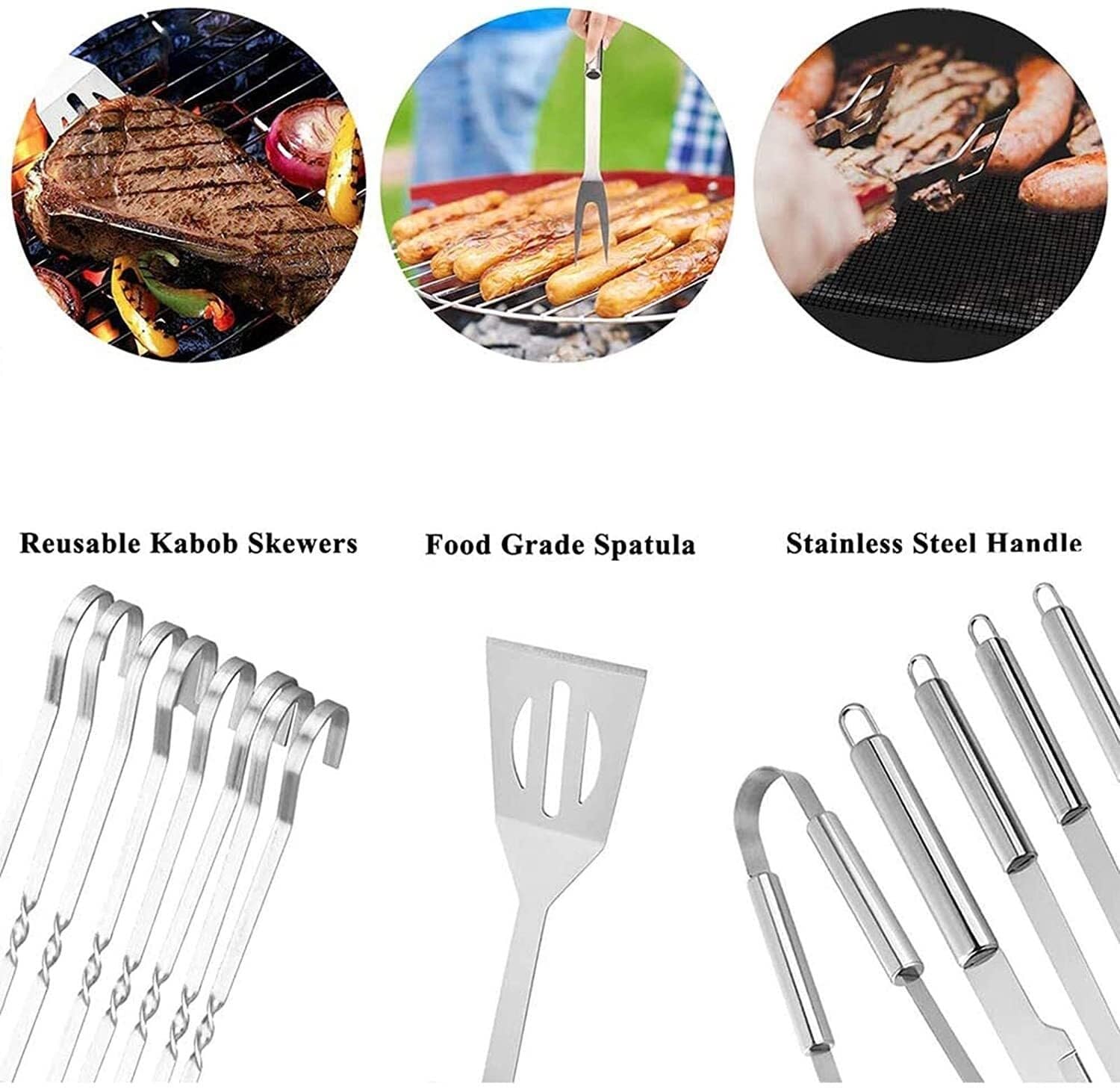 20-Piece Stainless Steel BBQ Grill Tool Set with Carry Bag