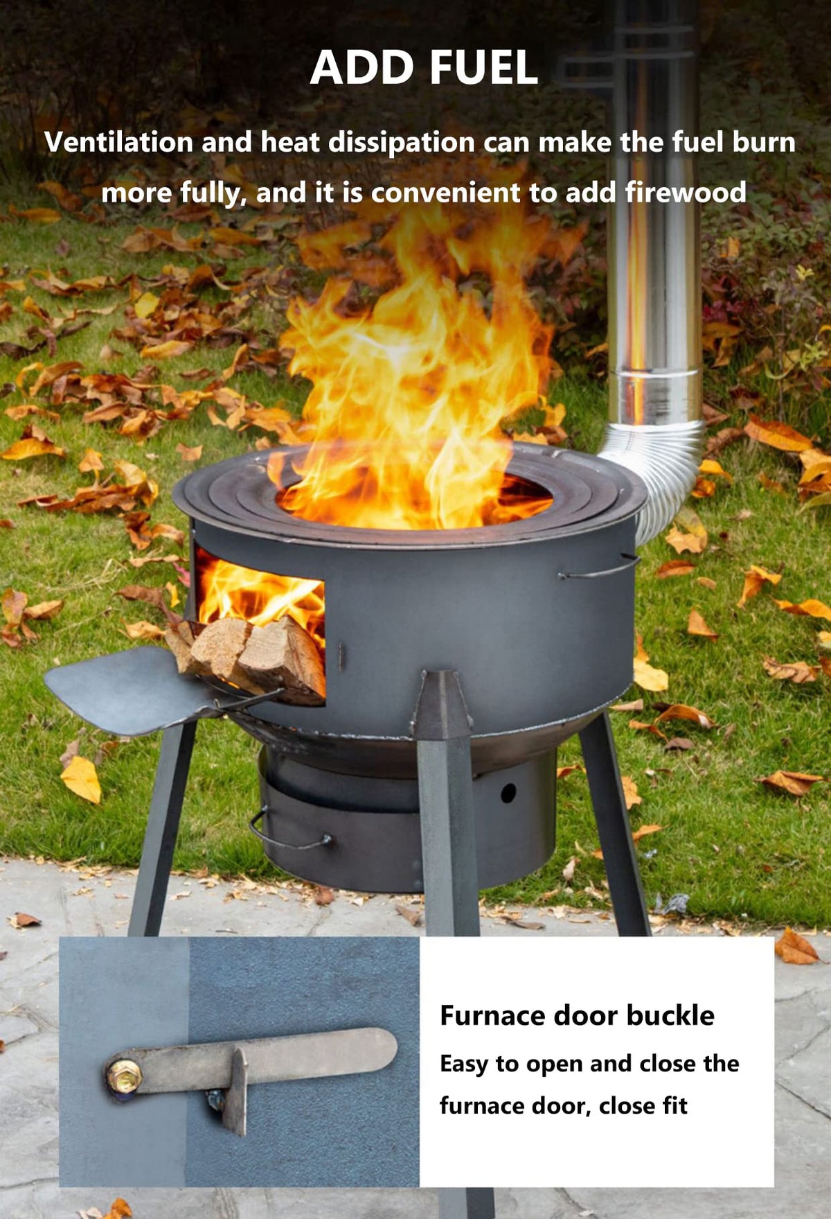 Portable Wood-Burning Tent Stove with Chimney Pipe
