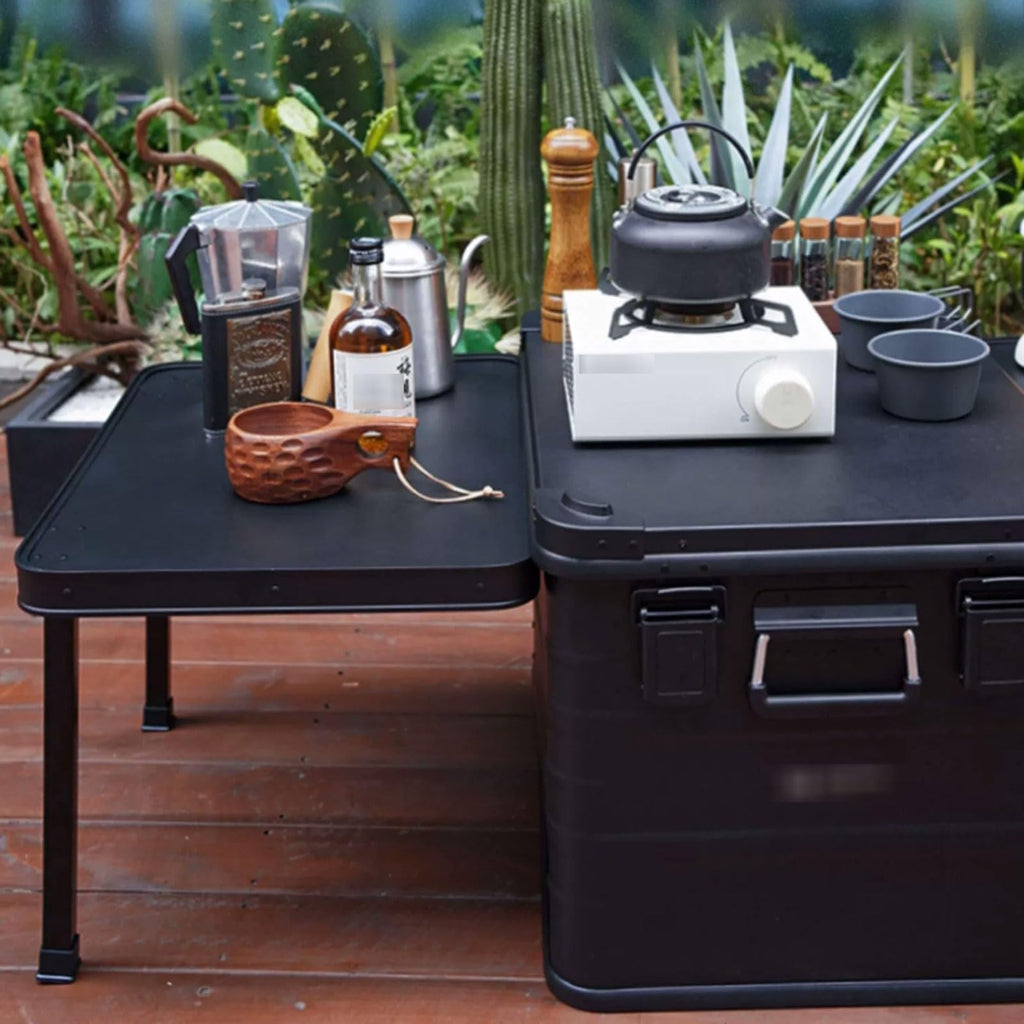 Waterproof Metal Camping Storage Box with Expandable Tabletop