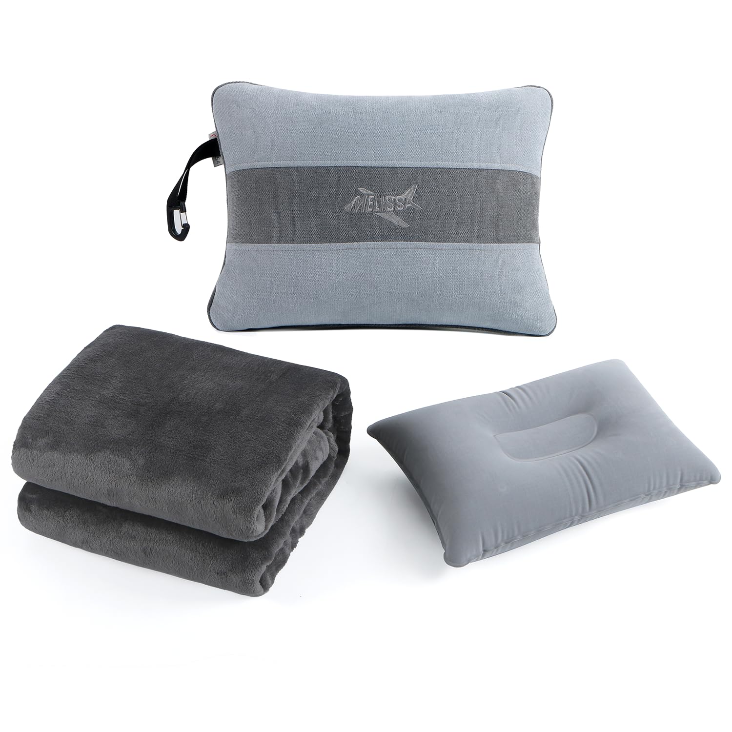 Travel Blanket & Inflatable Pillow Set 69×43.3″