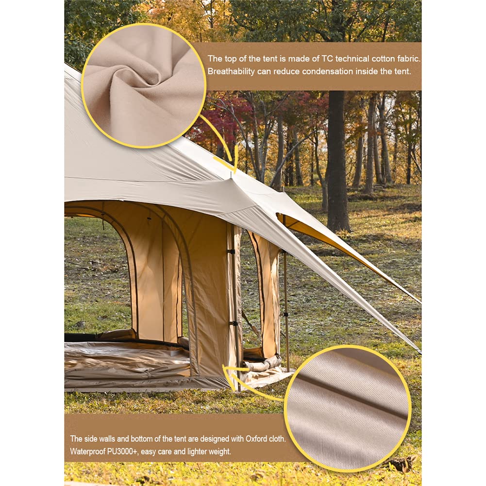 Large Cotton Teepee Glamping Tent for 8–10 People