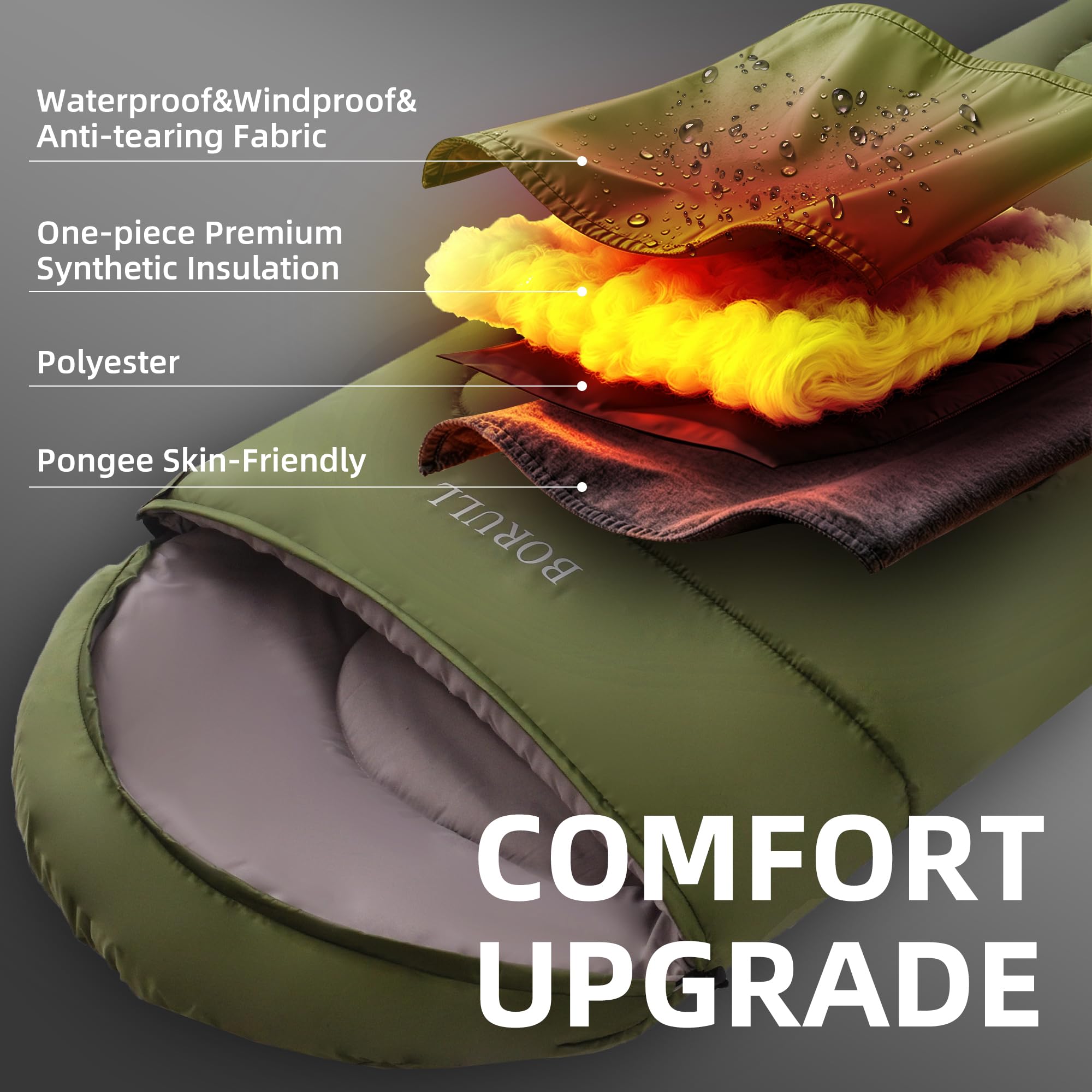 Queen Size Double Camping Sleeping Bag with 2 Pillows