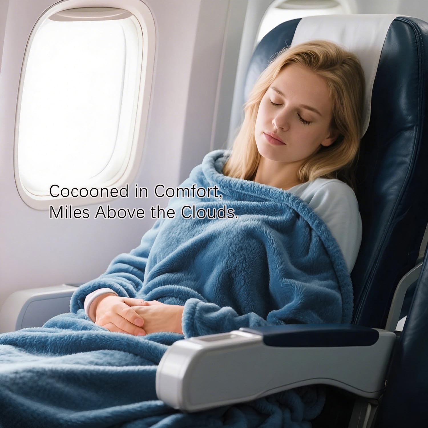 Travel Blanket & Inflatable Pillow Set 69×43.3″