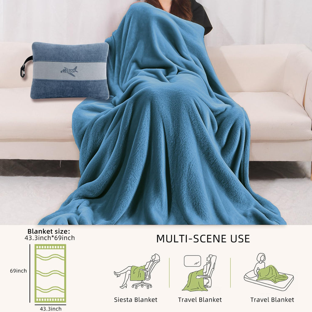 Travel Blanket & Inflatable Pillow Set 69×43.3″