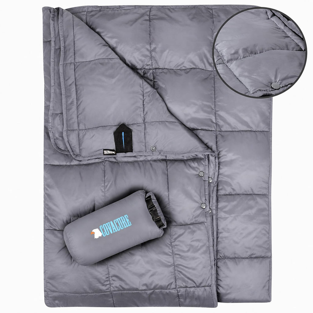 Packable Down Alternative Camping Blanket 57×78″