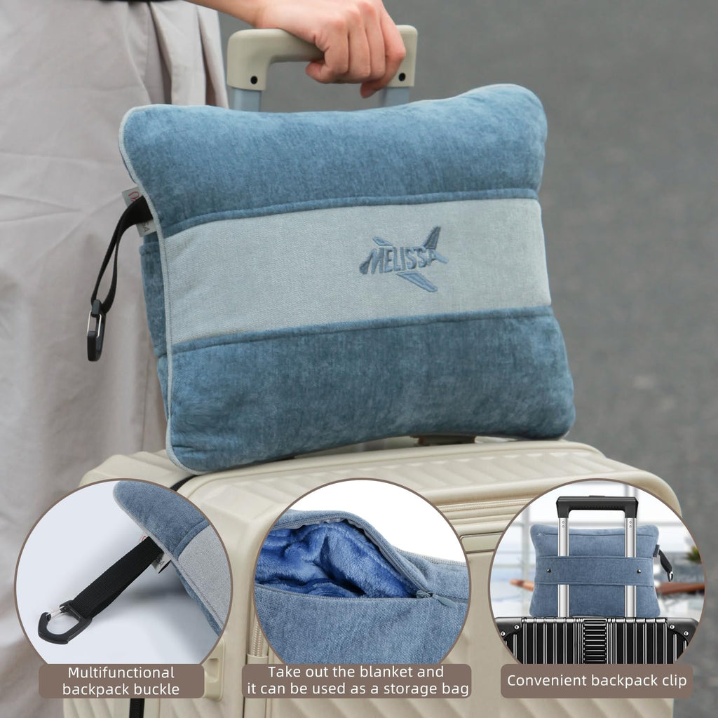 Travel Blanket & Inflatable Pillow Set 69×43.3″