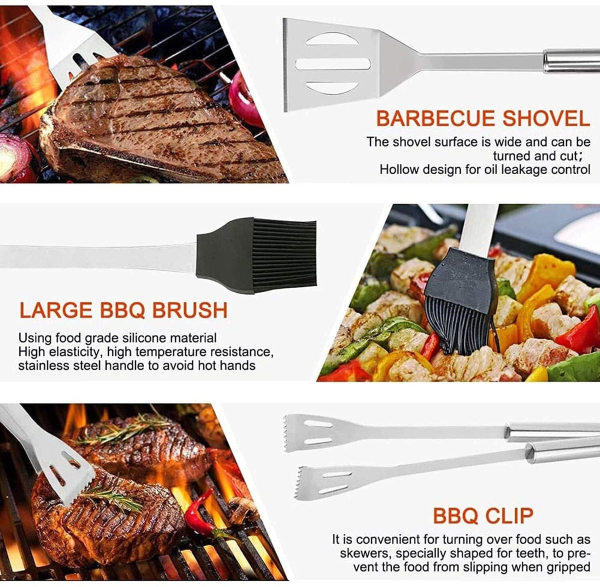 20-Piece Stainless Steel BBQ Grill Tool Set with Carry Bag
