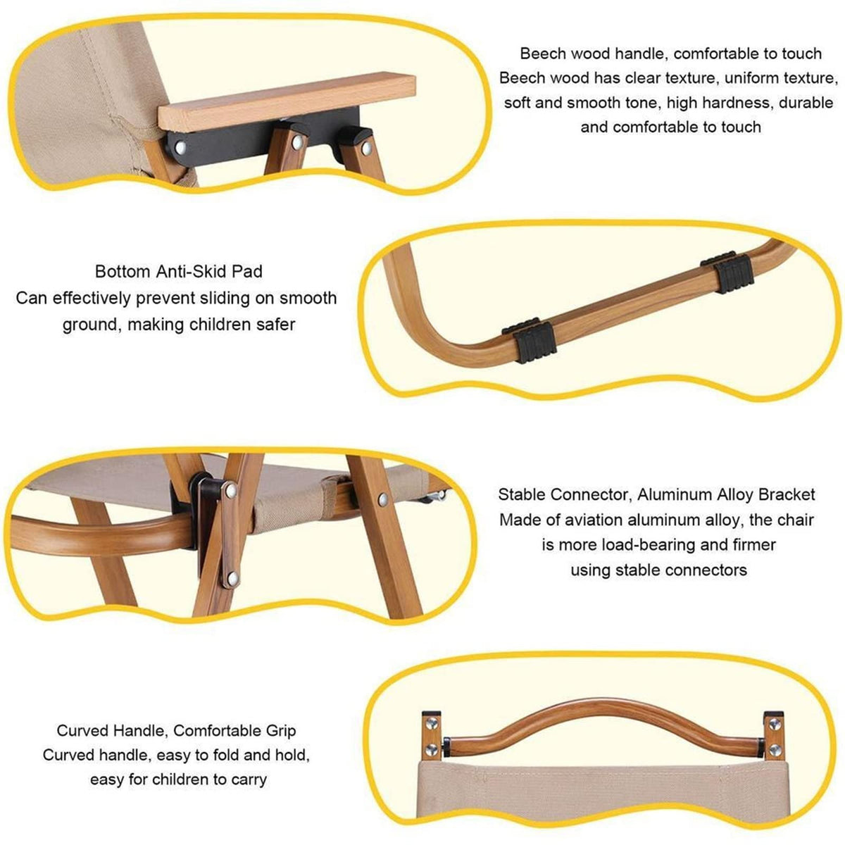 Lightweight Folding Camping Chair with Backrest