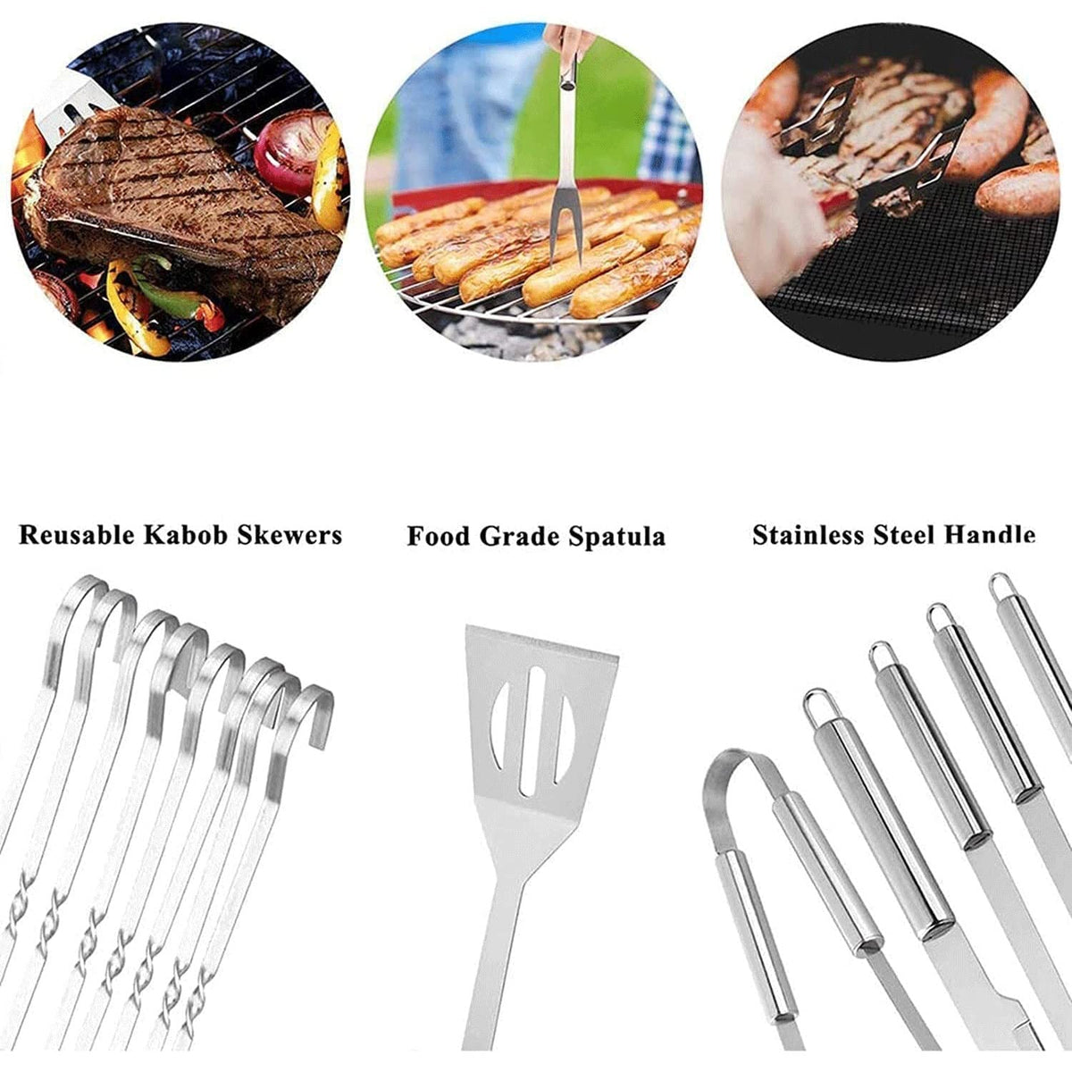 11-Piece Stainless Steel BBQ Grill Tool Set with Gloves & Carry Bag