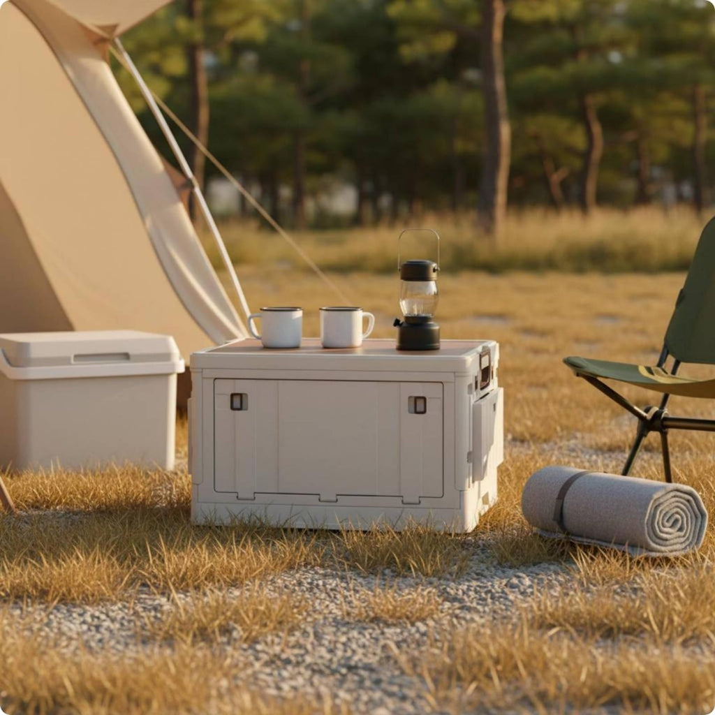 Foldable Outdoor Storage Box with Front Door & Side Handles
