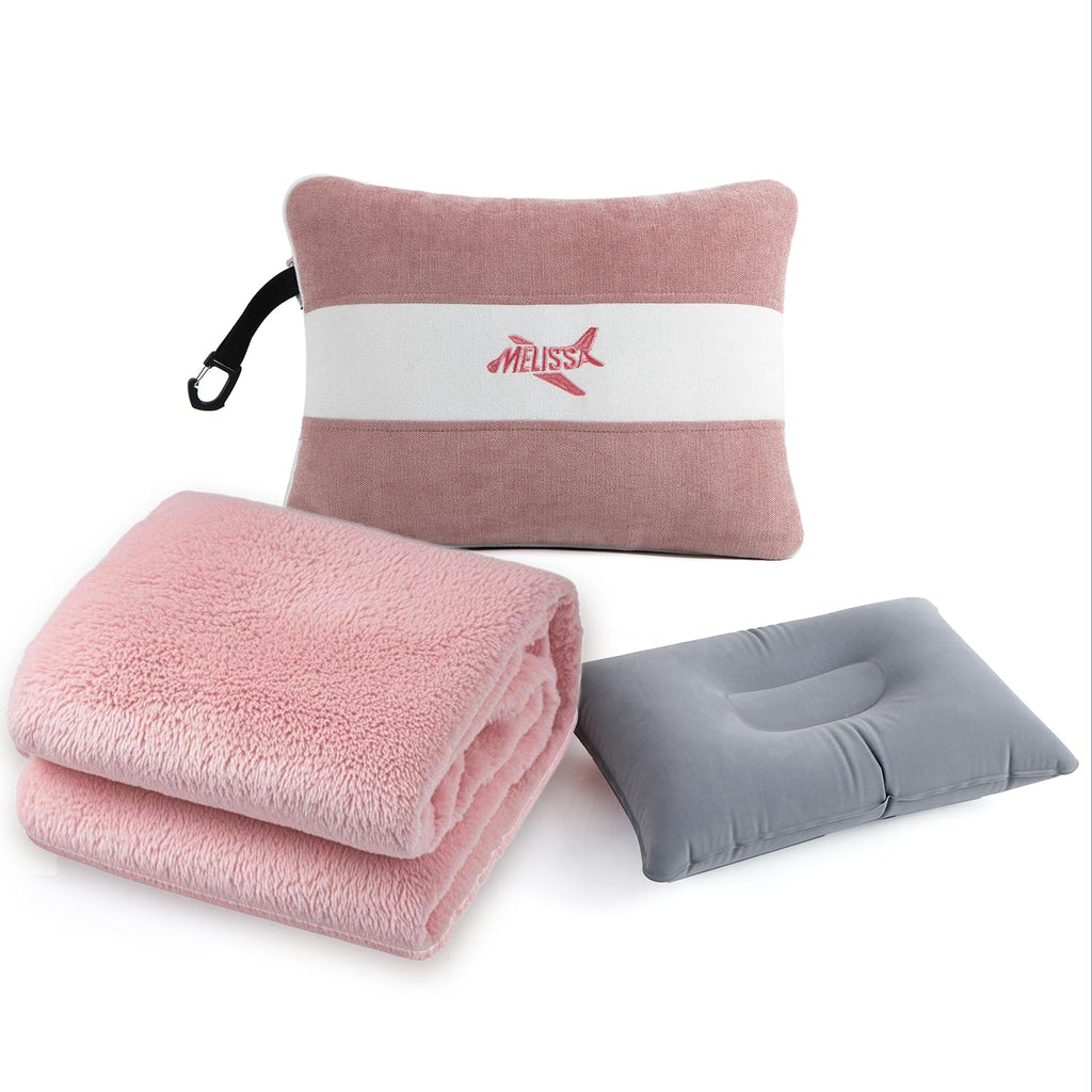 Travel Blanket & Inflatable Pillow Set 69×43.3″
