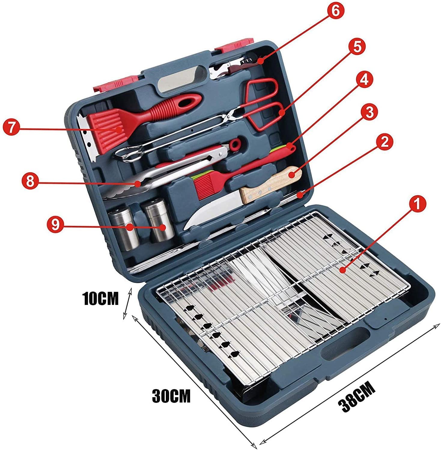 Heavy-Duty Stainless Steel BBQ Grill Tool Set with Storage Case