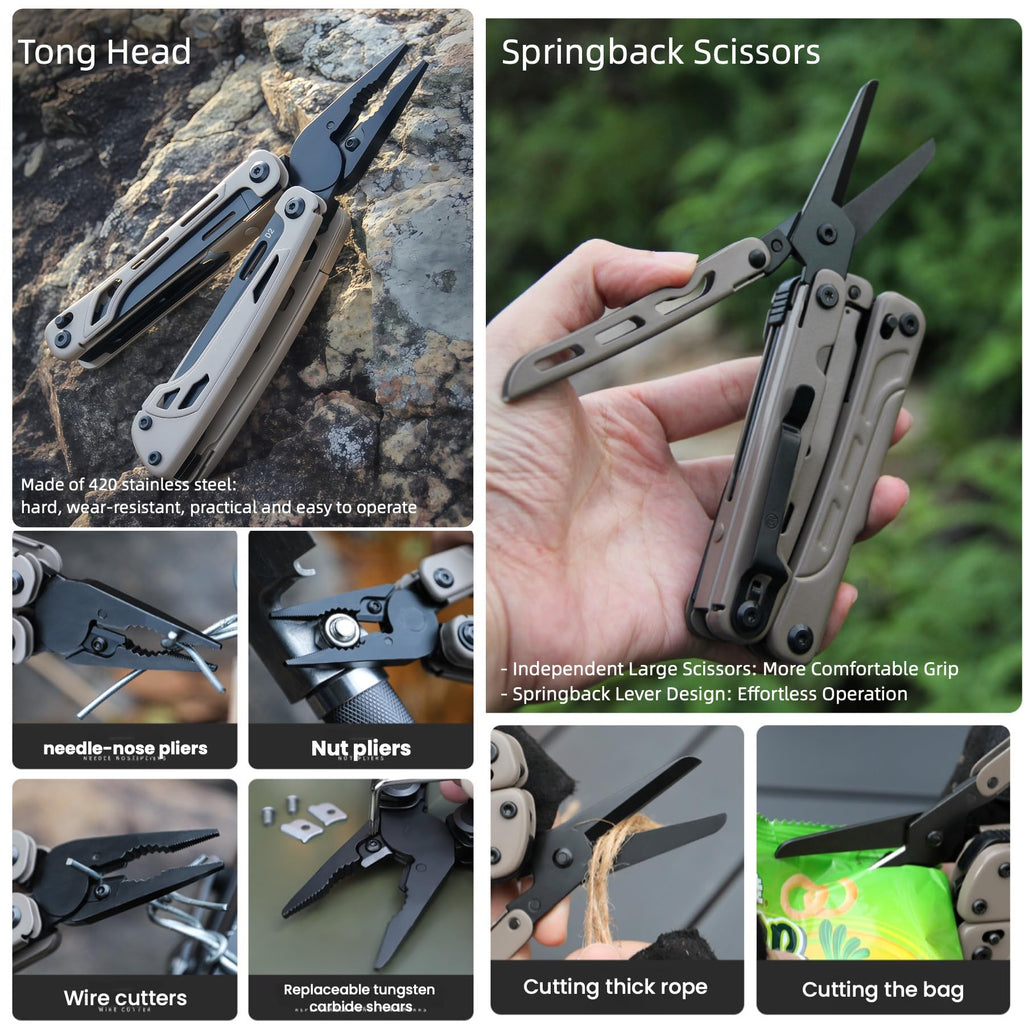 20-in-1 Lightweight Multi-Tool with Pliers & Safety Lock