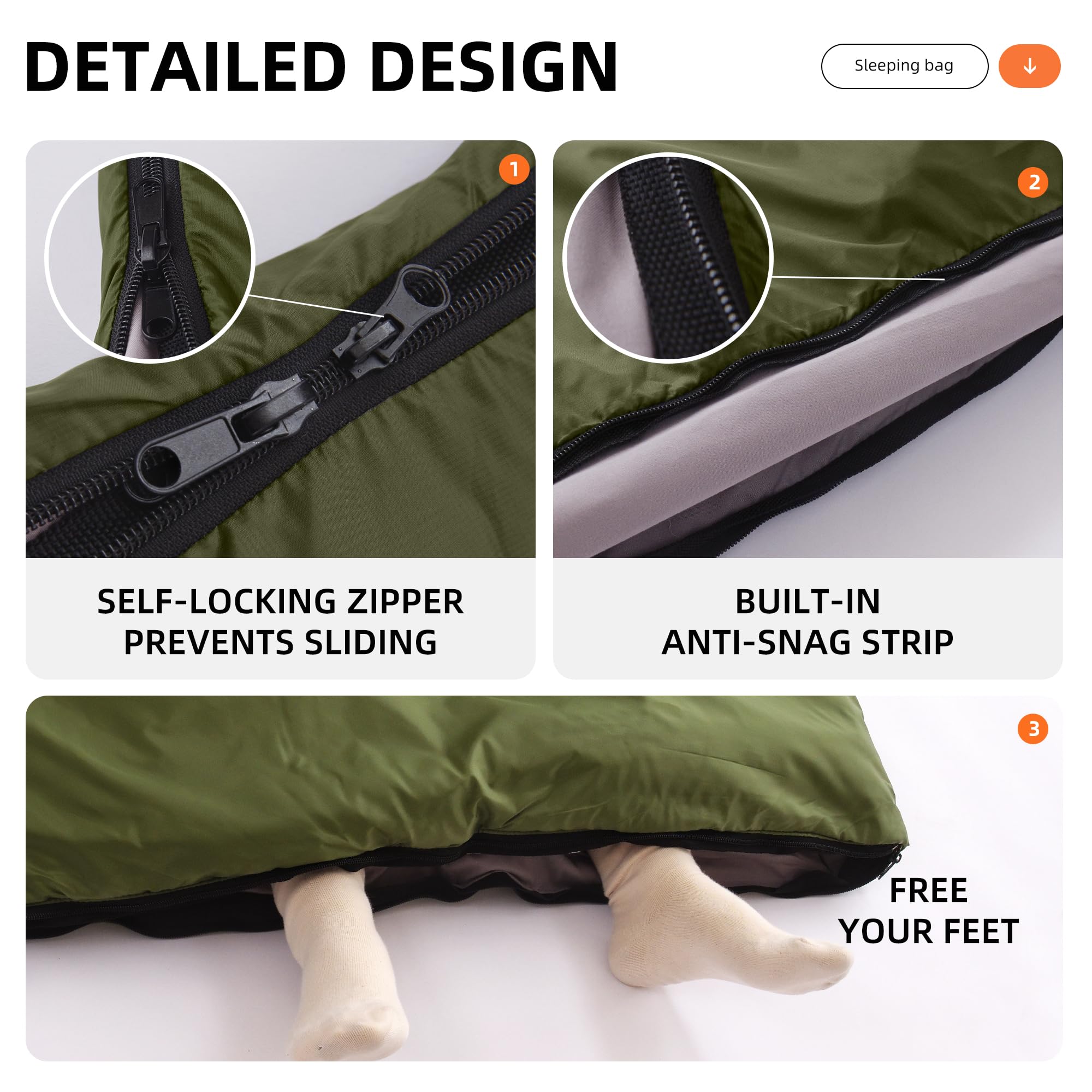 Queen Size Double Camping Sleeping Bag with 2 Pillows