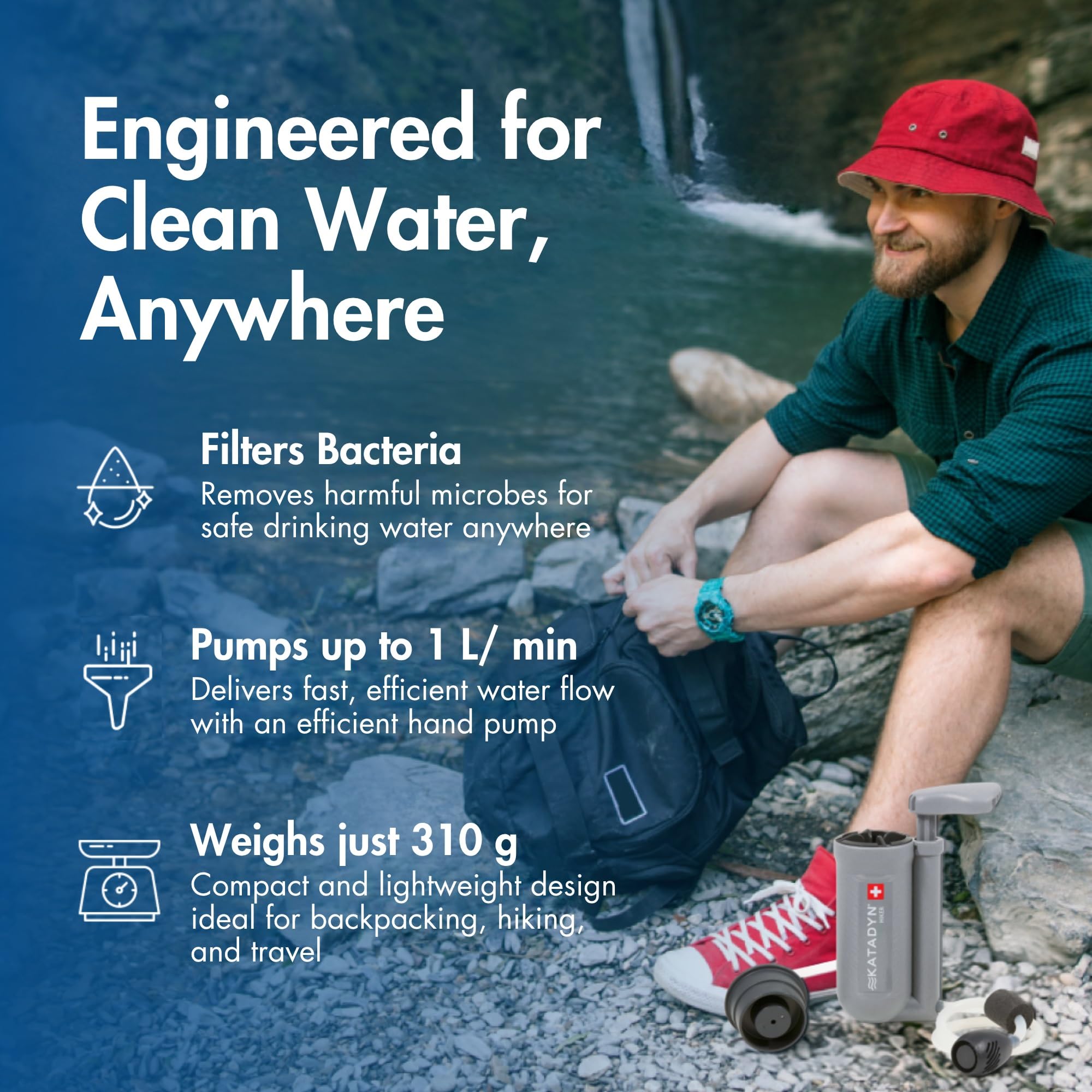 Katadyn Hiker Pump-Action Water Filter, 11 oz
