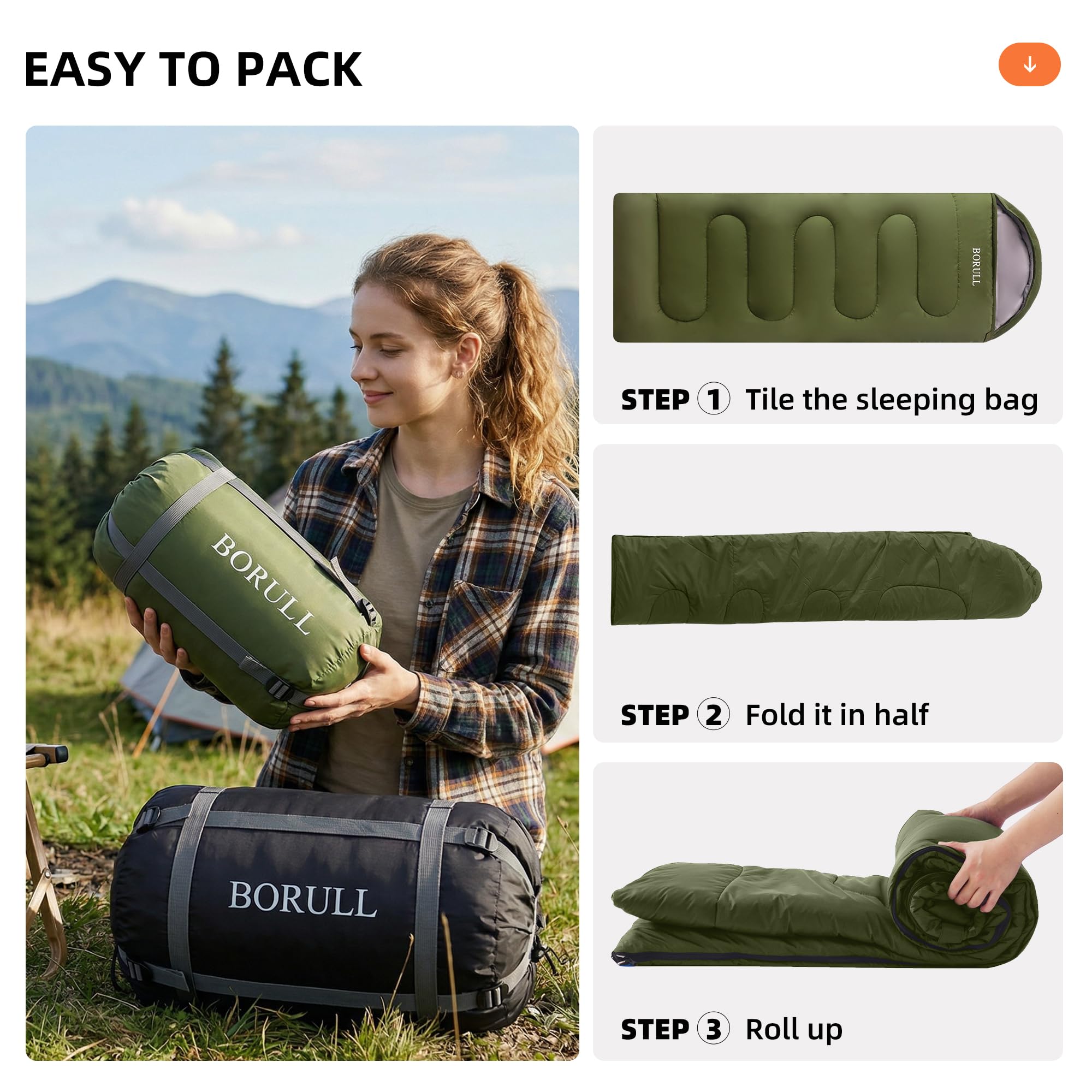 Queen Size Double Camping Sleeping Bag with 2 Pillows