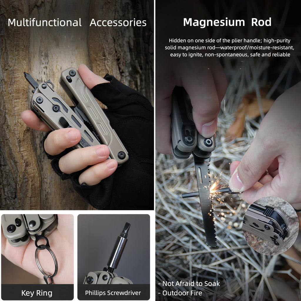 20-in-1 Lightweight Multi-Tool with Pliers & Safety Lock