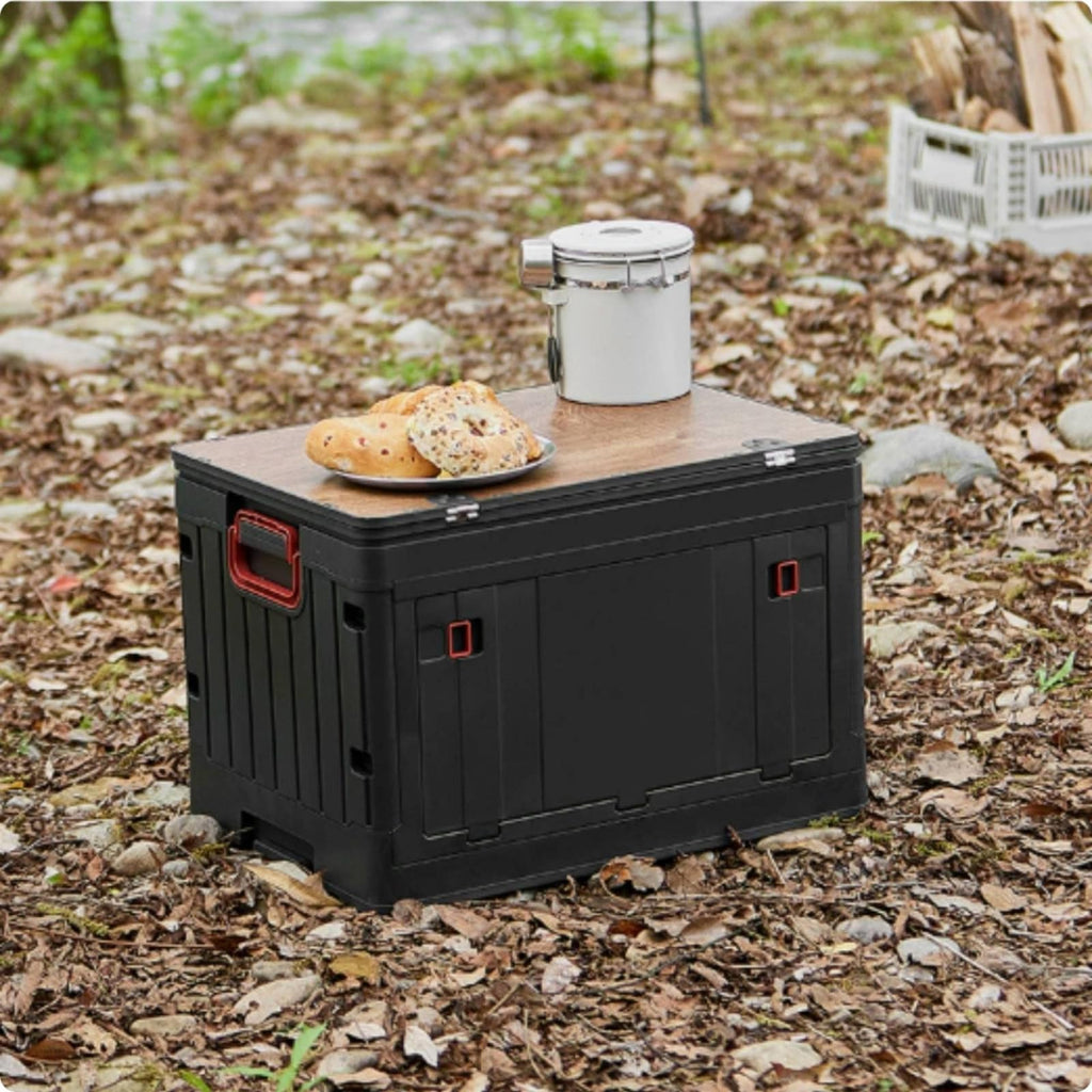 Foldable Outdoor Storage Box with Front Door & Side Handles