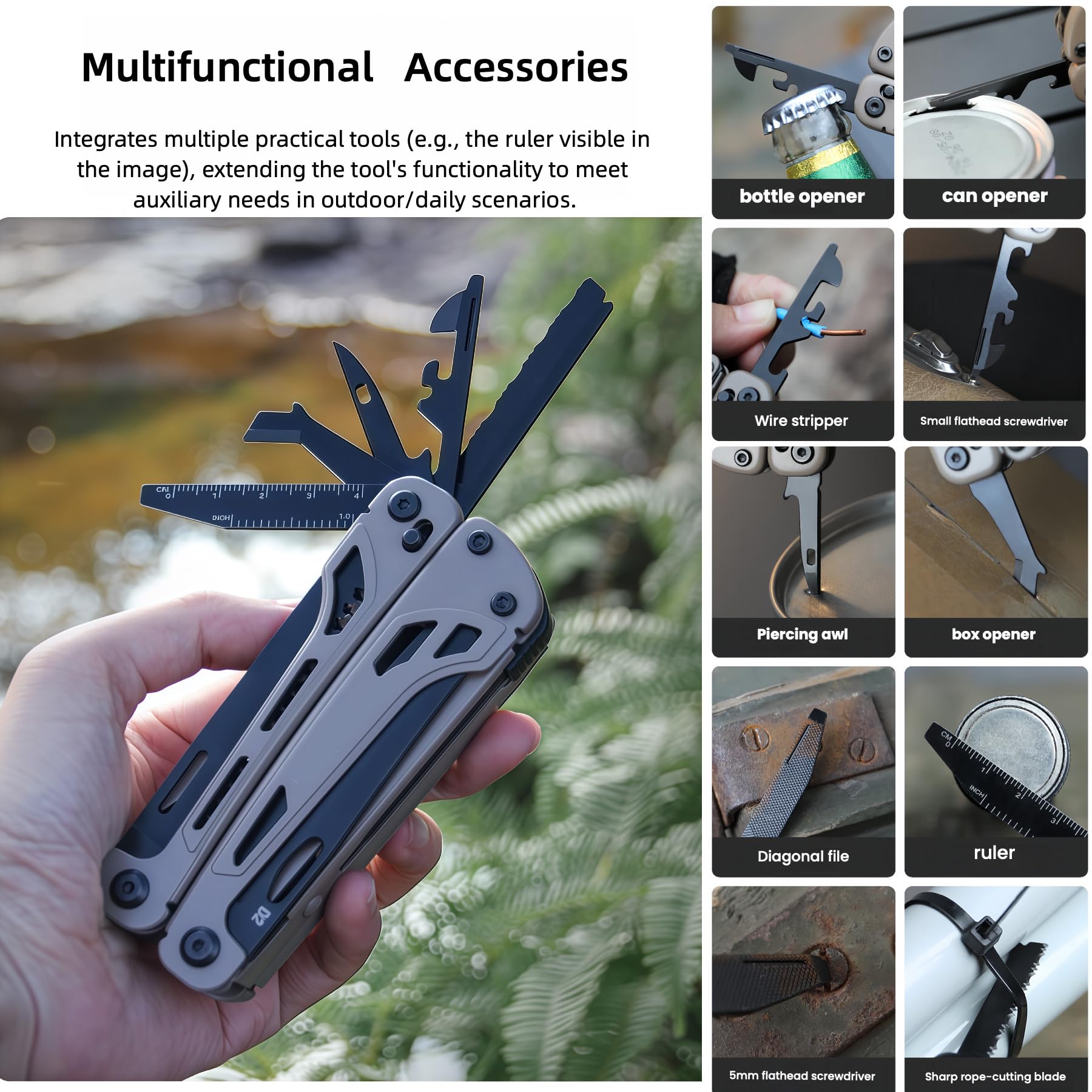 20-in-1 Lightweight Multi-Tool with Pliers & Safety Lock